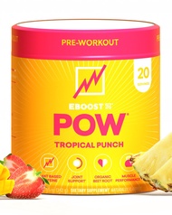 EBOOST POW Natural Pre Workout Powder – 20 Servings - Tropical Punch - A Pre Workout Supplement for 