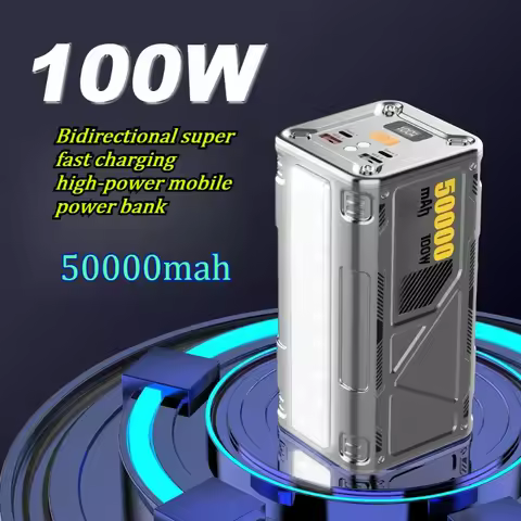 50000mAh Power Bank 100W Bidirectional Super Fast Charging High-power Mobile Power Bank Portable Out