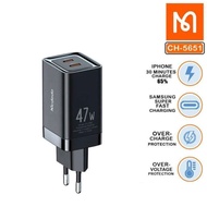 MCDODO GAN Dual Port PD Type C Fast Charging Charger Head 47w CH-5651