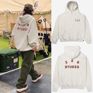 Korea Korea IAB STUDIO Street Wear Printed Letters Loose Men Women Pullover Hooded Fleece Lining Swe