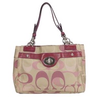 二手 Coach 經典帆布漆皮手提包