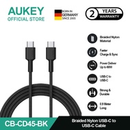 AUKEY USB-C to USB-C Charger Cable CB-CD45 BK Braided Nylon Aukey Data Cable