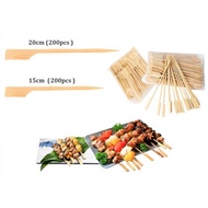 (200Pcs) 15cm & 20cm Bamboo Skewer Stick Oden Stick Fruit  BBQ Bamboo Stick Paddle Pick Skewer Teppo