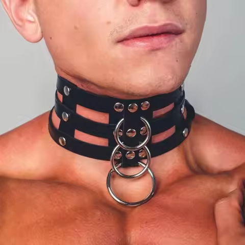 PU Leather Men Harness Handcuffs Gay Fetish Clubwear Costume Erotic Collar Festival Rave Wear Access