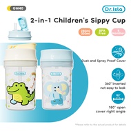 Dr.isla Baby Water Bottle With Straw 2-in-1 360° Training Cup Anti-Spill BPA Free Kids Drinking Cup 