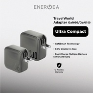 ENERGEA Travelworld GaN66, 3C1A/2C1A PD/PPS/QC3.0 Wall Charger, 66W (US+UK+EU+AUS) - Gunmetal