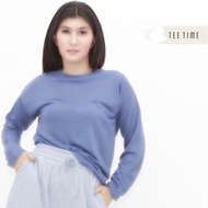 3H Tee Time Anaya Blue Atasan Kaos Wanita Lengan Panjang Womens Blouse T-Shirt Casual Polos NA.02C