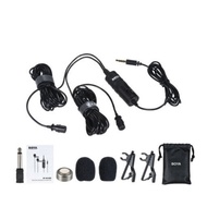 BOYA BY-M1DM Dual Lavalier Microphone Omni-directional Clip-on Lapel Mic for Smartphone/Tablet/DSLR/Audio Recorder