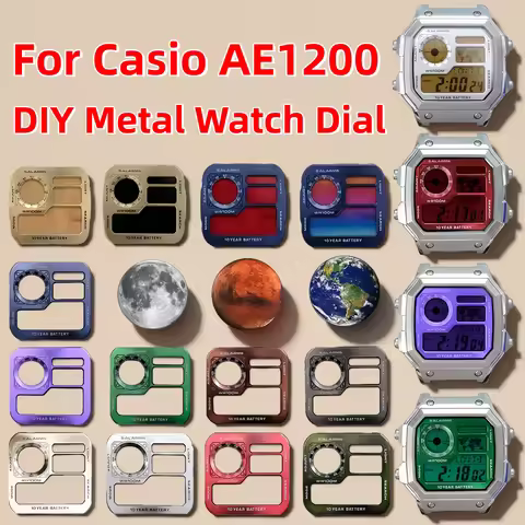 AE1200 DIY Metal Dial For Casio 3299 AE-1200 Copper Dial Mod kit Replacement Watch Faces Metal Sun P
