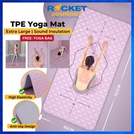 Extra Large TPE Yoga Mat Eco Friendly Exercise Workout Mat with Carrying Strap Yoga Exercise Odorless Nonslip