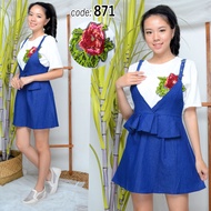 871 DRESS OVERALL 2IN1/DRESS KOREAN/DRESS DENIM/DRESS IMPORT HIGH QUALITY & REAL PIC