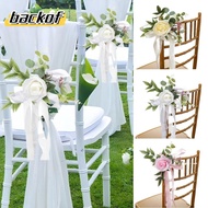 BACKOF Artificial Flower Chair Decorations, Chiffon Ribbon Floral Arrangements Wedding Aisle Decorat