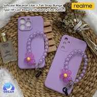 Softcase Macaron LILAC/UNGU + Tali Strap BUNGA UNGU Camera Protect Bahan Lebih Tebal Dan Elastis For
