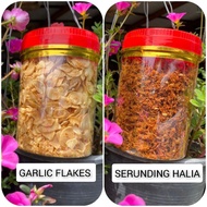 Combo set kudapan sihat / makanan pantang (Garlic Flakes + Serunding Halia) ready stock