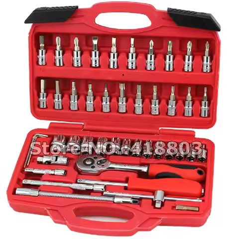 46 Pcs Tool Box 1/4 DR Motorcycle Car Repair Spanner Chrome Vanadium Hand Tools And Ratchet Wrench S