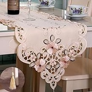 suxuMhao Flowers Embroidered Table Runner, Fashion Contracted Tea Table Cover Polyester Table Linen 