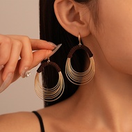 Exaggerated Multi-Layer Circle Ear Hook Fabric Winding Geometric Earrings Temperament High-End Earri