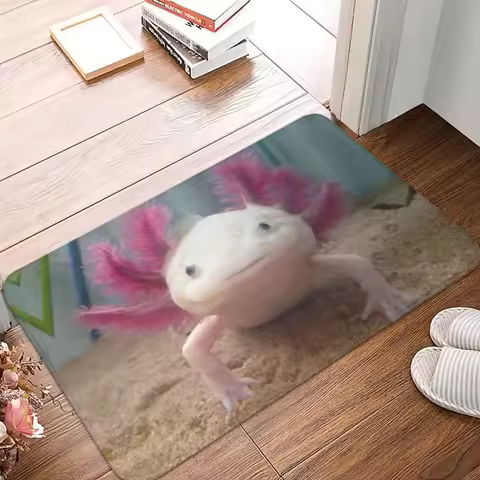 Custom Smiling Leucistic Axolotl Doormat Non-Slip Entrance Bath Kitchen Door Floor Mats Salamander A