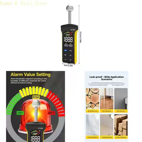 H4GE Pinless Moisture Meter Damp Detectors with Dry Risk Wet Guidance for Home Survey