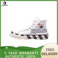 （Genuine Special）OFF-WHITE X CONVERSE 1970S CHUCK TAYLOR OW 2.0 Men's and Women's Canvas Shoe รองเท้าผ้าใบ 163862C- 5 year warranty