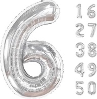 40 Inch Silver 6 Number Balloons Giant number balloons 6 Foil Mylar Helium Large Digital Balloon Gol