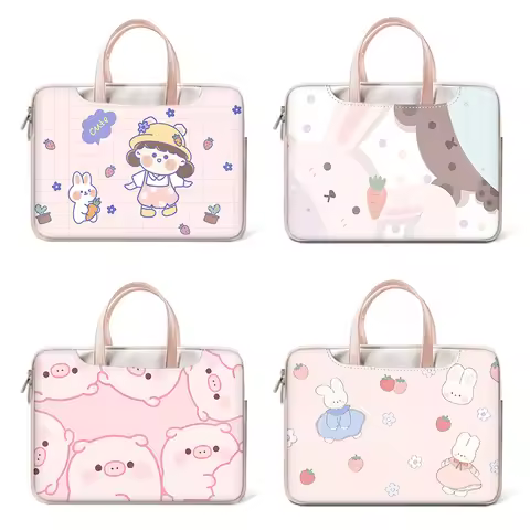 Laptop Sleeve Case PU Pink Carrying Bag13 14 15 17inch water proof Case Bag Multifunction Messenger