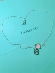 TIFFANY & CO.Tiffany Return to Tiffany系列雙心型鎖骨鏈迷你925銀項鍊女款粉紅色
