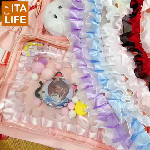Italife Ruffle Ribbon Ita Bags Decoration 4cm Double Layer Colorful Itabag DIY Accessories for Anime