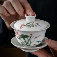 Kung fu single cover bowl tea cup large Preparation Blue White Porcelain Sancai Ceramic Set Accessor