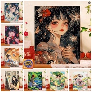 SY-frame-/32*40cm/40*50/50*60 Coloring by numbers WOMEN COLOR frame, brush, paint