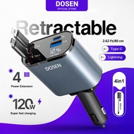 DOSEN Pro Car Charger 4in1 120W USB Fast Charging Smartphone Charger Voltage Detection Digital Displ