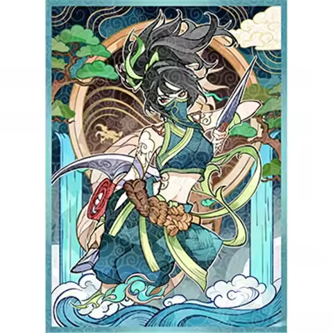 Suitable for TCG Riftbounds Akali Theme Glass Painted Card Holder 66x91mm Game Collection Card Vex L