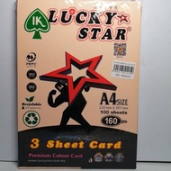 【1PACK=100SHEET ! ! !】LUCKY STAR A4 SIZE PREMIUM 3 SHEET CARD / COLOUR CARD 160GSM ( LIGHT COLORS )(