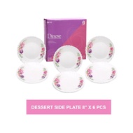 Felli Dinexe 8” Opal Glass Dessert Side Plate Set (6 Pcs) - La' Rossa