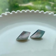 菱形 馬貝珍珠 禮物 純銀耳針