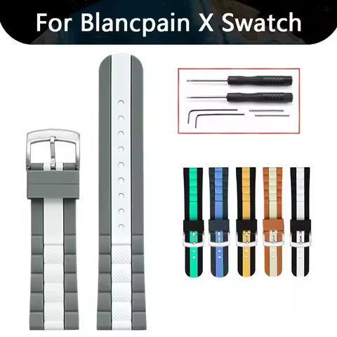 High tensile Silicone Strap for Swatch x Blancpain Fifty Fathoms 22mm Men Women Diving Sport Waterpr