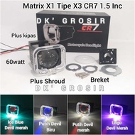CR7 X3 - Projector Biled Matrix X1 Original CR7 Type X3 Plus Shroud & 40 watt far nearDEVIL