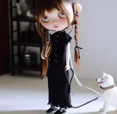 1PCS Blythe black Jumpsuits 1/6 30cm(Fit for azone,Pullip,Ob22/24/26, Licca)