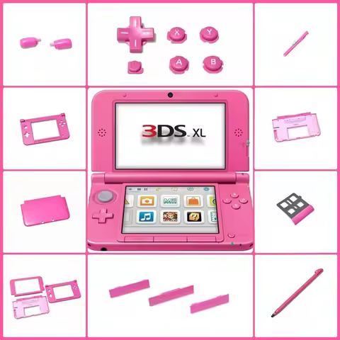 Original Euro Limited Pink for 3dsxl Top Glass Part Volume Wifi Switch LR Button Stylus Touch Pen SD