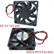 DC 5V 12V 24V 60mm 6015 Fan 6cm Cooling Cooler Computer PC CPU Case Fan Power Supply Fan XA7.54 2Pin