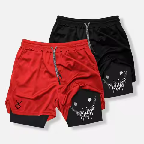 Men's quick-drying 2-in-1 sports shorts, running shorts, fitness shorts, gym shorts, training shorts