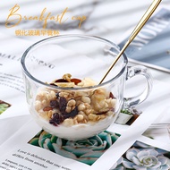 Large-Capacity Glass Home Breakfast Oatmeal Cup Transparent Milk Coffee Cup with Lid with Spoon ins 
