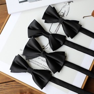 Black versatile trendy bow tie men's bow tie