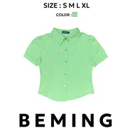 Bemingtop611(S-XL) - Wendy Cotton Shirts เสื้อเชิ้ต Wendy คอปก แขนตุ๊กตา