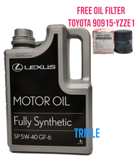 LEXUS FULLY SYNTHETIC 5W40 ENGINE OIL With Toyota Oil Filter YZZE1