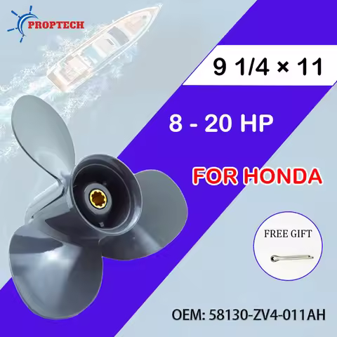 For Honda Outboard Propeller 9-1/4 x 11 8-20HP 3 Blade 8 Spline Aluminum Alloy Screw 58130-ZV4-011AH