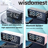 WISDOMEST Wireless Bluetooth Speaker Clock, ABS 3Colors LED Display Alarm Clock, Stereo Bass-heavy TF/FM Radio Mini Card Mirror Alarm Clock