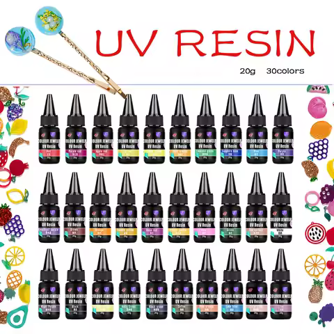 20g 30Colors UV Epoxy Resin Glue Ultraviolet Curing DIY Crystal Glue Color Resin Jewelry Making UV P