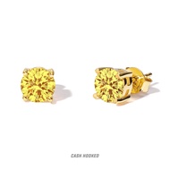 ต่างหูเพชรทรงกลม S925 เงินชุบทอง ต่างหูเพชรสีต่างๆ ต่างหูแฟชั่นสำหรับผู้ชายและผู้หญิง