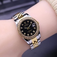 Rolex diamond stone jam tangan perempuan quartz analog no use battery stainless steel watches with f